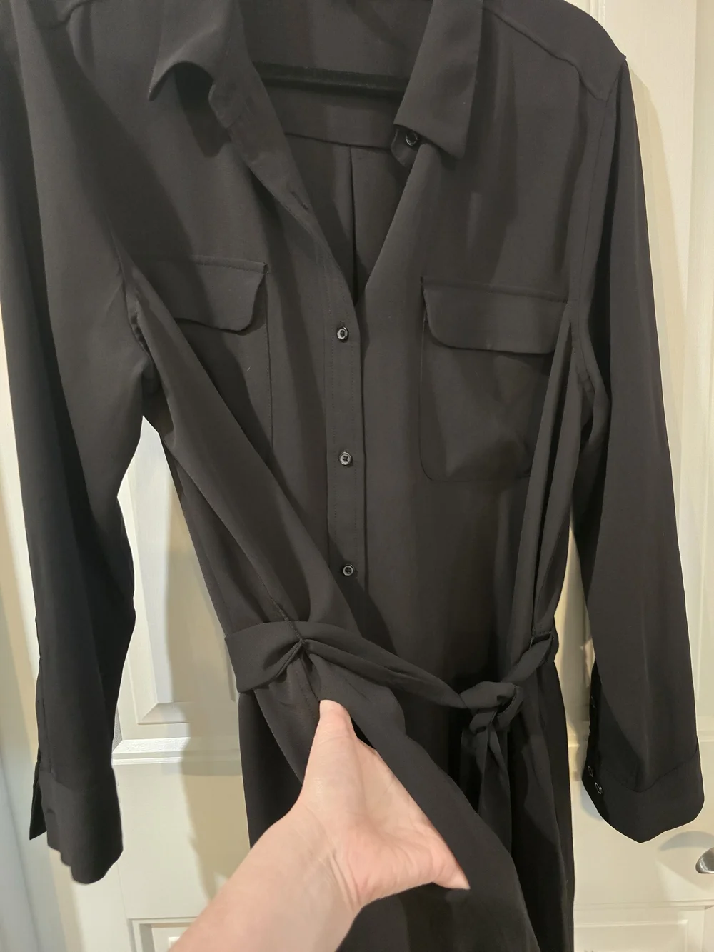 Alfani Black Shirt Dress with Tie Waist - Picture 2 of 7
